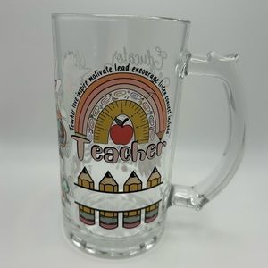 Heavy Duty Glass Beer Mug Thick Glass
Sports Mugs with Handles, 16 oz.